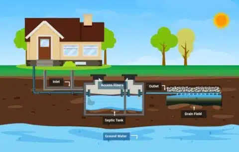 Illustration of how a residential septic system works