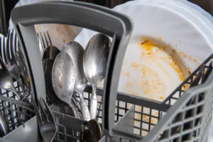 Dirty dishes in dishwasher