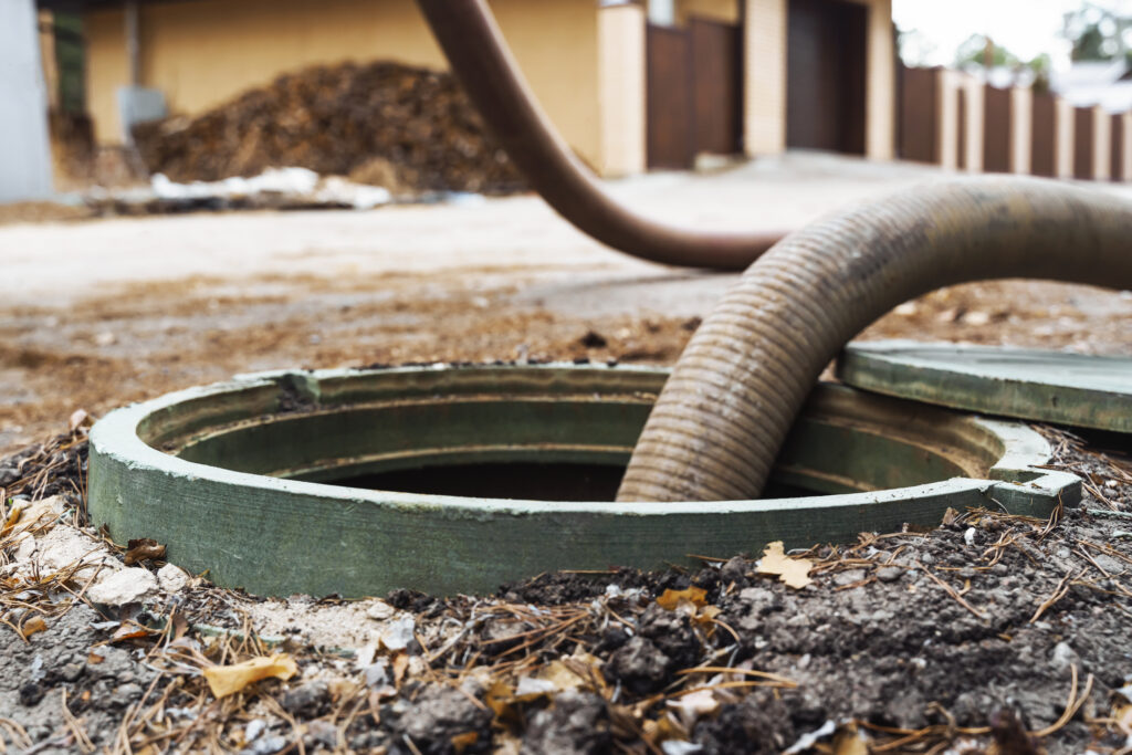 Close up image of septic tank pumping